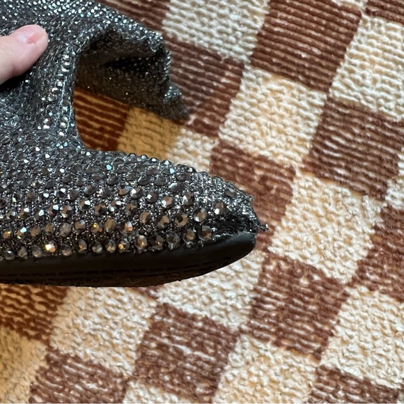 Jessica Simpson Stilletto Heels Pointed Toe Gunmetal Rhinestone Slouch Boots - Picture 6 of 6